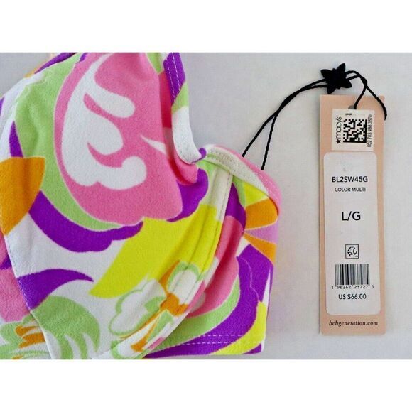 BCBGeneration BL2SW45G Women's Sz Large Multi Floral Print U-Wire Bikini Top $66 - Picture 3 of 7